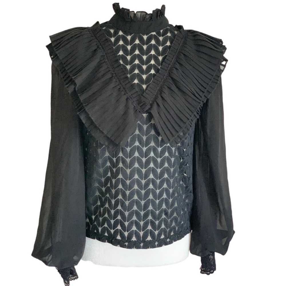 Taroni Collection back lace ruffle blouse 2
